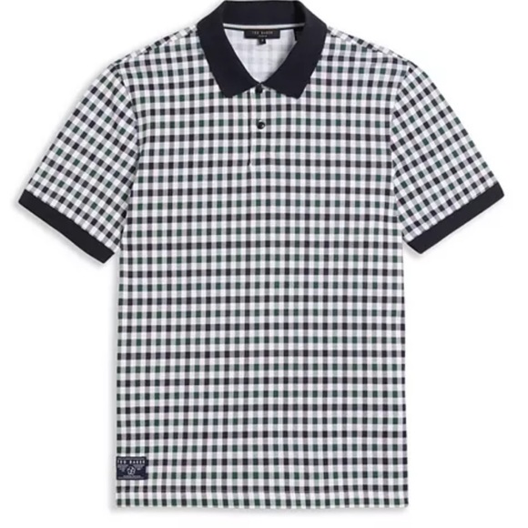 TED BAKER LONDON Bowie House Check Regular Fit Golf Polo Shirt Size S - Picture 3 of 6